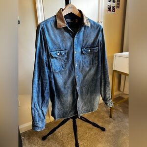 Polo by Ralph Lauren Blue Denim Jacket with Tan Corduroy Collar